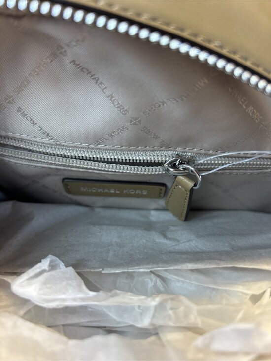 Michael Kors Jaycee Medium Backpack Vanilla Light Brown Vinyl/Leather NWT
